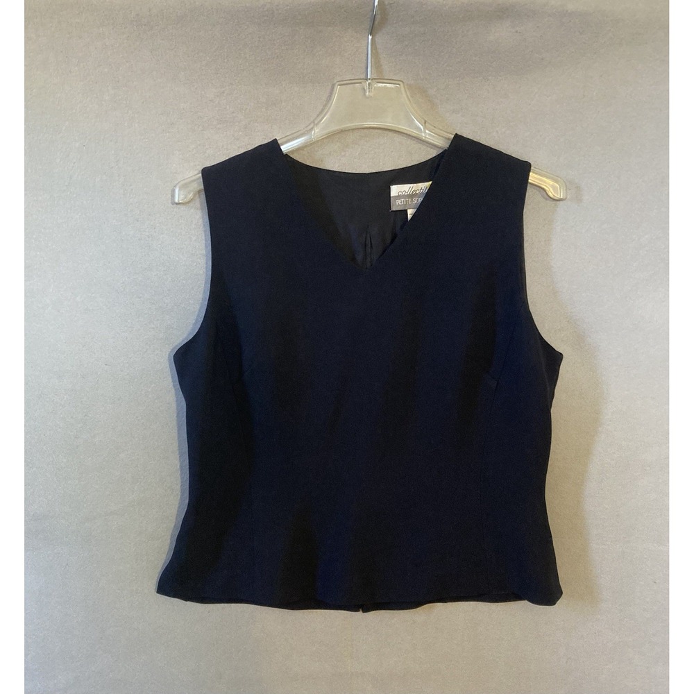 Collectibles Petite Sophisticate Women's Black Sleeveless Top Back Zip Size 10